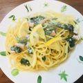 ふ～こ♪'s cooksnap of when they made 生クリーム不要☆ レモンパスタ☆.