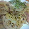 sabringo's cooksnap of when they made れんこんとシメジの柚子胡椒パスタ.