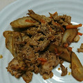 500k's cooksnap of when they made 簡単！豚肉とごぼうの焼肉のたれ炒め.