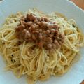 kanonn.o's cooksnap of when they made お茶漬けの素で簡単！納豆卵クリームパスタ.