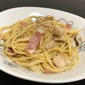 mimilon's cooksnap of when they made ベーコンとエリンギのミルクソースパスタ.