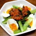 時花3V3♪'s cooksnap of when they made ター菜と半熟ゆで卵のピリ辛サラダ.