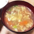 クラリーヌ's cooksnap of when they made 唐揚げ入りピリ辛スープ☆残り物リメイクに.