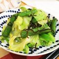 ᕱ⑅ᕱもざみ's cooksnap of when they made あと一品！キャベツとアスパラを塩昆布で.