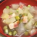 卵せんべい's cooksnap of when they made 大根・えんどう豆・ベーコンの食べるスープ.