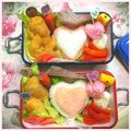 ライリーレンママ's cooksnap of when they made 大人 キャラ弁Wハート弁当 バレンタイン.