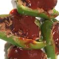 クック2CMIQR☆'s cooksnap of when they made とろーりチーズの丸ごとピーマン肉詰め.