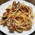 みぃ13's cooksnap of when they made 簡単！水菜とトマトのシーフードパスタ.