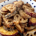 ちゃおわん's cooksnap of when they made 簡単！さつまいもとレンコンの甘辛和え.