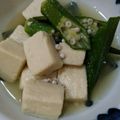 ひなっちち's cooksnap of when they made 茅乃舎だしで☆高野豆腐とオクラの含め煮.