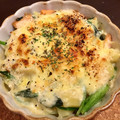 YUPIKO0910's cooksnap of when they made アツアツ♡鮭とほうれん草のグラタン.