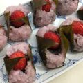 takoyuma's cooksnap of when they made ひな祭り♡いちご桜餅.