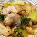 アコモモ's cooksnap of when they made 鶏肉と青梗菜としめじのオイマヨすし酢炒め.