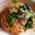 く_うちゃん's cooksnap of when they made 小松菜とベーコンのスパゲティー♪.