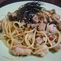 lunatomo's cooksnap of when they made 鶏肉とねぎのペペロンチーノ♪.