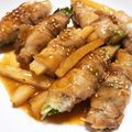 N★☆'s cooksnap of when they made 豚バラの長いもと水菜巻き.