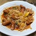 ☆maichiii☆'s cooksnap of when they made もやしとウインナーケチャップめんつゆ炒め.