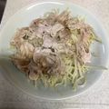 chicchi375's cooksnap of when they made 電子レンジで豚こまともやしの蒸焼き.