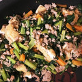 maroonoisi's cooksnap of when they made 大根の葉と油揚げと鶏挽肉のそぼろ風.