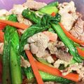 ちゃそ☆69's cooksnap of when they made 小松菜と豚肉のにんにく炒め.