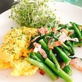 ☆糖質減らしてます☆'s cooksnap of when they made 春菊の茎とベーコンの炒め物.