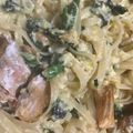 ココキキララ's cooksnap of when they made 鮭とほうれん草のカルボナーラ.