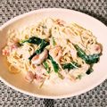 ウッウー's cooksnap of when they made 豆苗とベーコンのクリームパスタ.