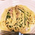 carrie☆'s cooksnap of when they made 豆苗とベーコンのクリームパスタ.