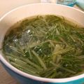 ゆるмαмα's cooksnap of when they made 鶏皮のゆで汁で作る水菜の中華スープ.