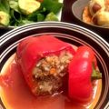 Mokainnyc's cooksnap of when they made もち麦inパプリカ肉詰め トマトソース.