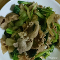 まりえmy's cooksnap of when they made にんにくで豚肉と小松菜を 炒めただけ！.
