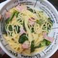 ナチュキチ♪'s cooksnap of when they made 菜の花とハムのワンポットクリームパスタ.