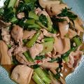 水島黄菜's cooksnap of when they made 豚肉とれんこんと小松菜のオイスター炒め♬.