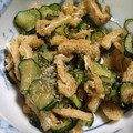 ちびっことんとん's cooksnap of when they made きゅうりと油揚げのごま酢あえ.