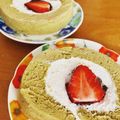 はな、's cooksnap of when they made 春の彩り♡小倉抹茶いちごロールケーキ.