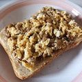 みゃじま's cooksnap of when they made 納豆のスクランブルエッグ on トースト.