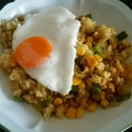 アルカママ's cooksnap of when they made ひき肉といんげんとコーンのカレー炒飯.