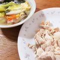ねこねこさーん's cooksnap of when they made 鶏むね肉で蒸し鶏とスープ.