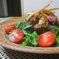 ダイナマイト漆黒's cooksnap of when they made ごぼうチップスとサイコロステーキのサラダ.