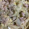 ココキキララ's cooksnap of when they made ベーコンと鮭フレークのカルボナーラ.