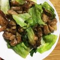 ここちゃんママ♡'s cooksnap of when they made レタス＆アスパラと豚こま肉のオイマヨ炒め.