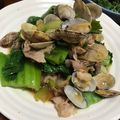 イヌチン's cooksnap of when they made 空芯菜とアサリ豚バラの中華炒め.