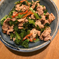 さま〜しゃ's cooksnap of when they made わさび菜と豚こま肉の炒め物.