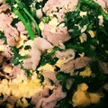 cyasan's cooksnap of when they made 豚肉と菜の花＊ふわふわ卵の塩コショウ炒め.