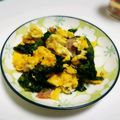 きえのすけ's cooksnap of when they made ほうれん草とベーコンと卵の炒め物.