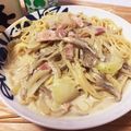 クックV4WJS0☆'s cooksnap of when they made キノコとベーコンのクリームパスタ.