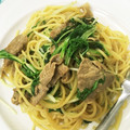 nishimo's cooksnap of when they made かき醤油で✤豚肉と水菜の簡単和風パスタ.