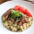 gingamom's cooksnap of when they made ステーキ丼✳クレソンライスでお洒落丼✳.