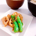 midorili's cooksnap of when they made 蓮根とスナップエンドウのゴマ和え.
