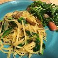 ecobeer's cooksnap of when they made スパムとチンゲン菜と茸de和風パスタ.